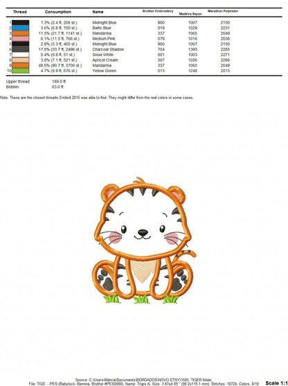 Tiger embroidery design - Forest animals embroidery designs machine embroidery pattern - Tiger applique embroidery - Instant download pes