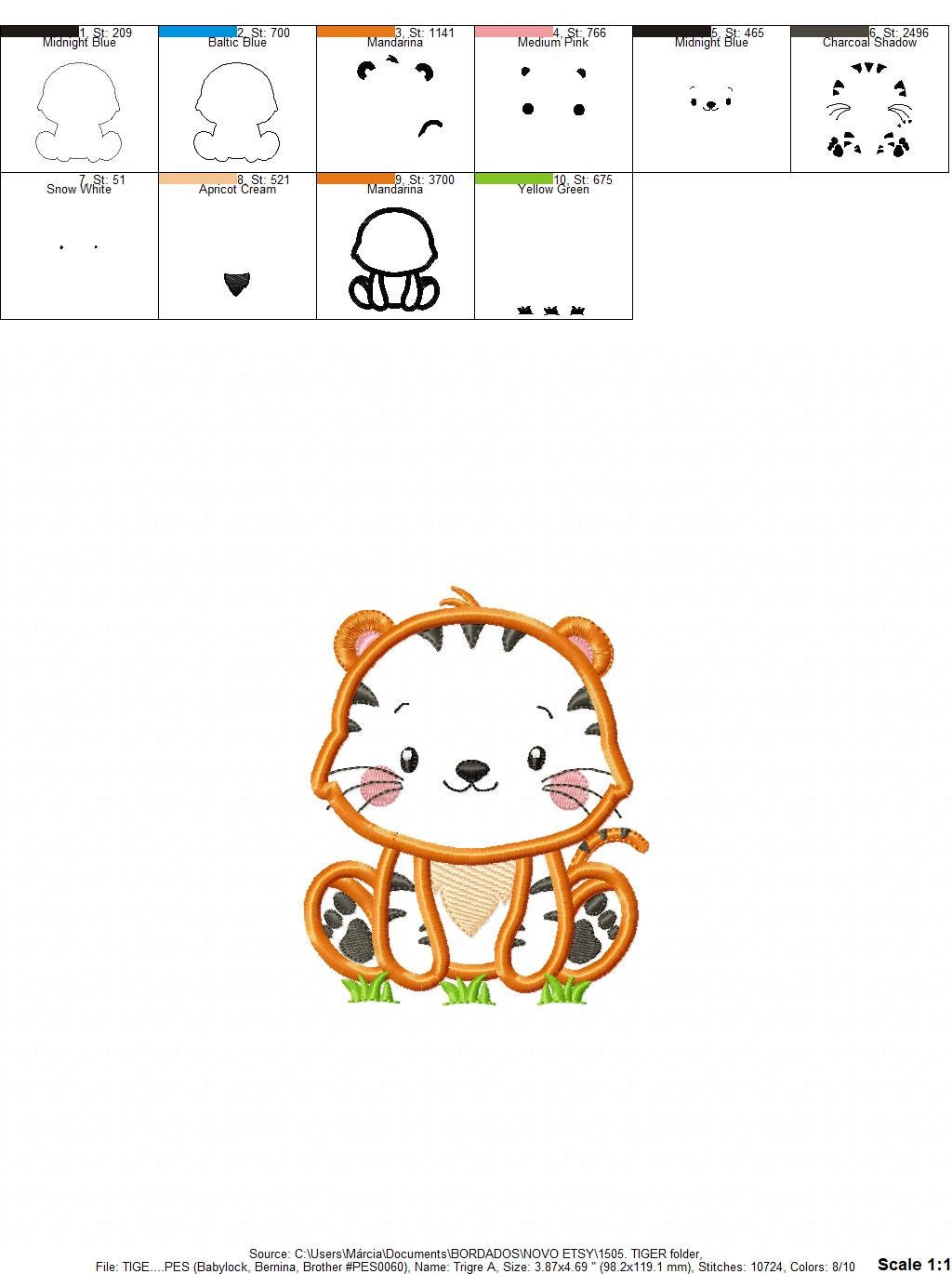 Tiger embroidery design - Forest animals embroidery designs machine embroidery pattern - Tiger applique embroidery - Instant download pes