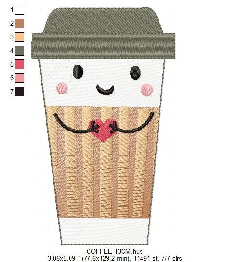 Coffee embroidery design - Coffeepot embroidery designs machine embroidery pattern - Kitchen embroidery file - Apron tea towel party jef pes