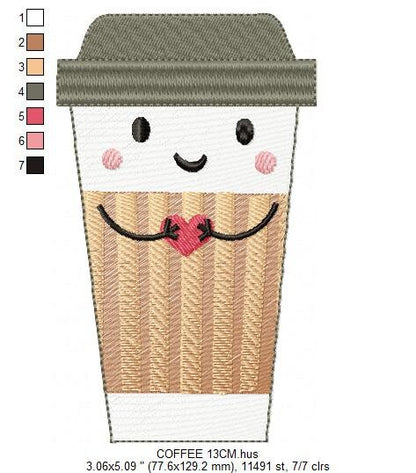 Coffee embroidery design - Coffeepot embroidery designs machine embroidery pattern - Kitchen embroidery file - Apron tea towel party jef pes