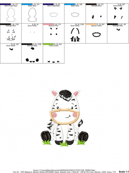 Zebra embroidery designs - Animal embroidery design machine embroidery pattern - Safari embroidery file - Zebra applique design download