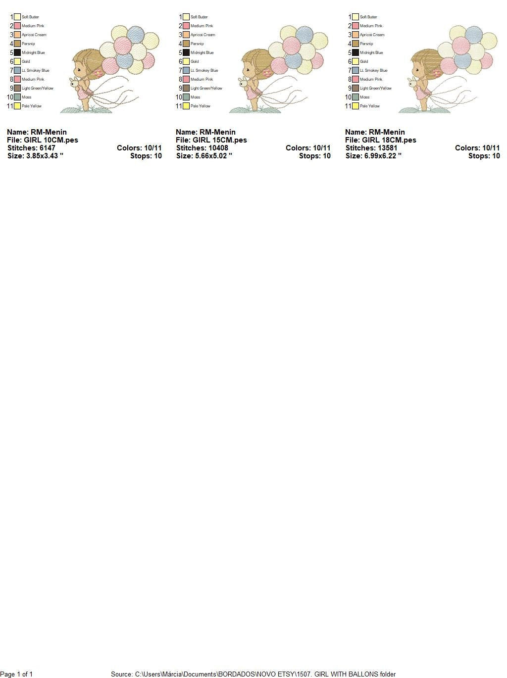 Baby girl embroidery designs - Toddler embroidery design machine embroidery pattern - girl with balloons embroidery file - kid embroidery