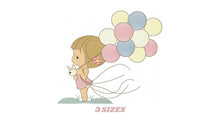 Carica l&#39;immagine nel visualizzatore di Gallery, Baby girl embroidery designs - Toddler embroidery design machine embroidery pattern - girl with balloons embroidery file - kid embroidery
