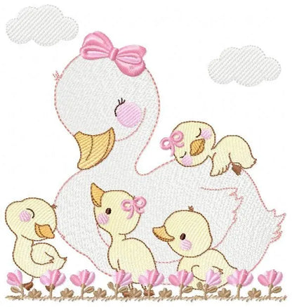 Mama Duck embroidery design - Baby girl embroidery designs machine embroidery pattern - animal embroidery file - duck flowers download Marcia Embroidery