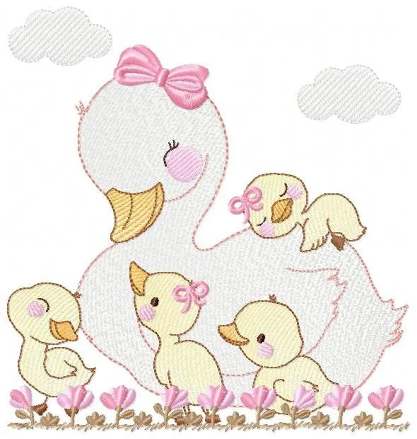 Mama Duck embroidery design - Baby girl embroidery designs machine embroidery pattern - animal embroidery file - duck flowers download Marcia Embroidery