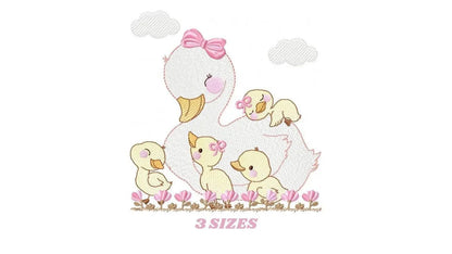 Mama Duck embroidery design - Baby girl embroidery designs machine embroidery pattern - animal embroidery file - duck flowers download Marcia Embroidery