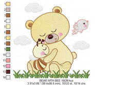 Carica l&#39;immagine nel visualizzatore di Gallery, Bear embroidery designs - Baby girl embroidery design machine embroidery pattern - Bear with bee embroidery file - instant download file
