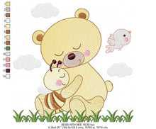 Carica l&#39;immagine nel visualizzatore di Gallery, Bear embroidery designs - Baby girl embroidery design machine embroidery pattern - Bear with bee embroidery file - instant download file
