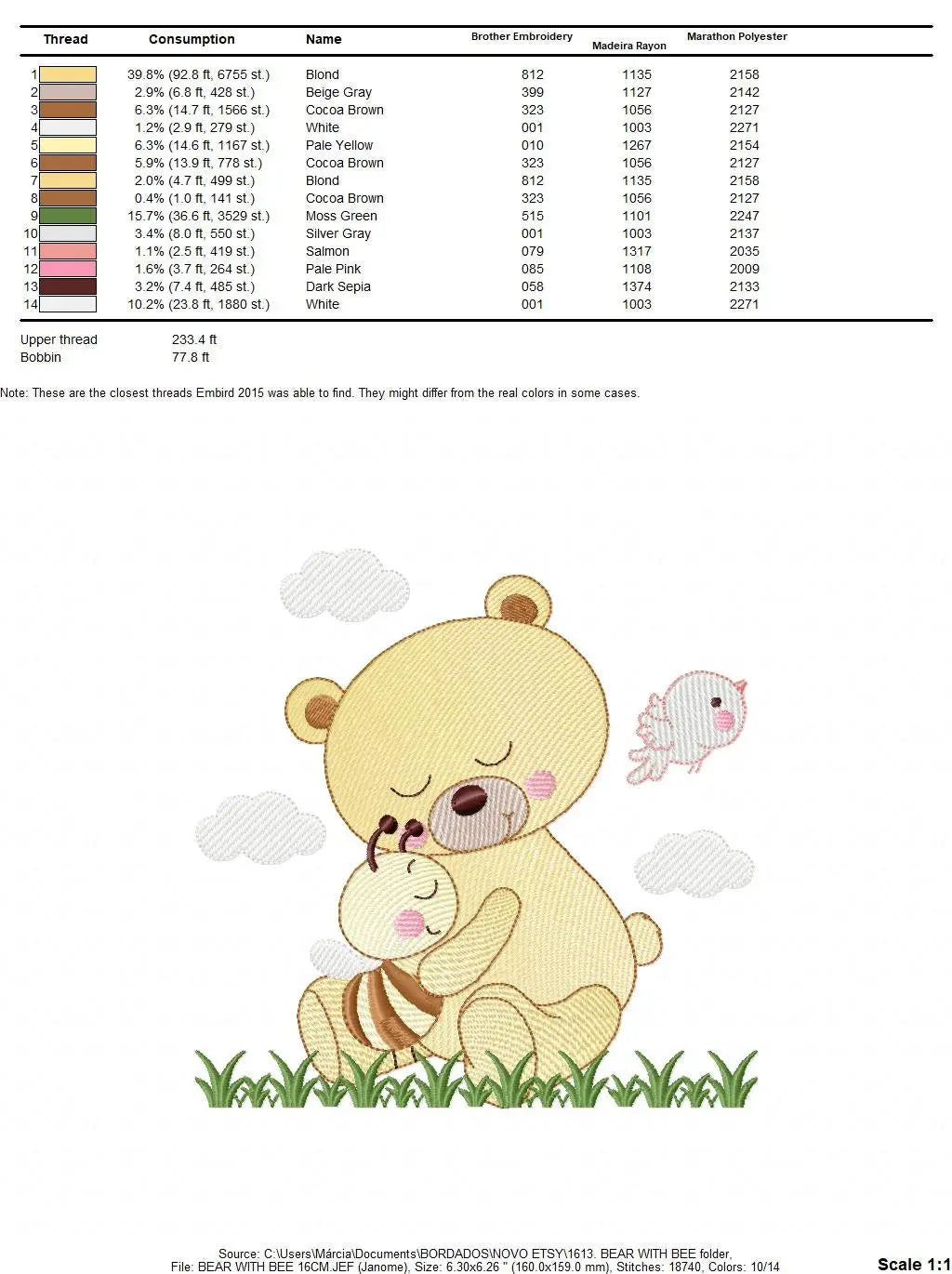 Bear embroidery designs - Baby girl embroidery design machine embroidery pattern - Bear with bee embroidery file - instant download file Marcia Embroidery