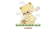 Carica l&#39;immagine nel visualizzatore di Gallery, Bear embroidery designs - Baby girl embroidery design machine embroidery pattern - Bear with bee embroidery file - instant download file
