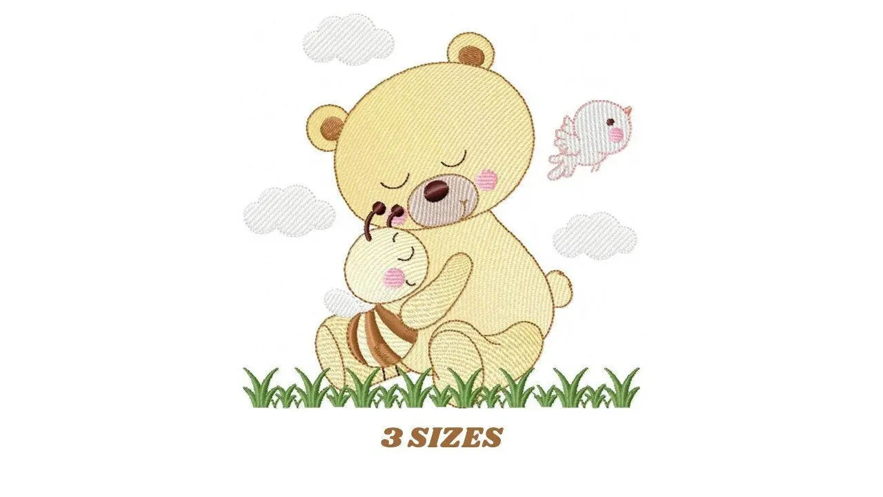 Bear embroidery designs - Baby girl embroidery design machine embroidery pattern - Bear with bee embroidery file - instant download file Marcia Embroidery