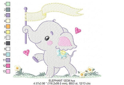 Elephant embroidery designs -  Animal embroidery design machine embroidery pattern - Baby boy embroidery file - instant download pes jef vip