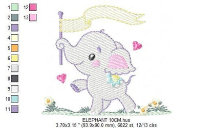 Elephant embroidery designs -  Animal embroidery design machine embroidery pattern - Baby boy embroidery file - instant download pes jef vip