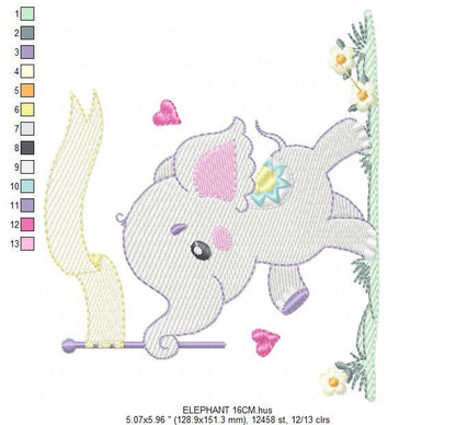 Elephant embroidery designs -  Animal embroidery design machine embroidery pattern - Baby boy embroidery file - instant download pes jef vip