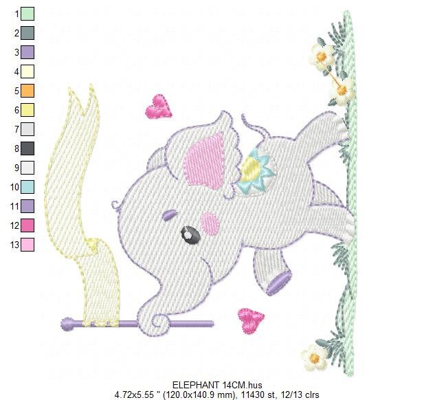 Elephant embroidery designs -  Animal embroidery design machine embroidery pattern - Baby boy embroidery file - instant download pes jef vip