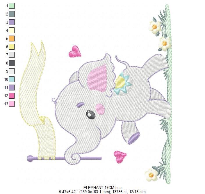 Elephant embroidery designs -  Animal embroidery design machine embroidery pattern - Baby boy embroidery file - instant download pes jef vip