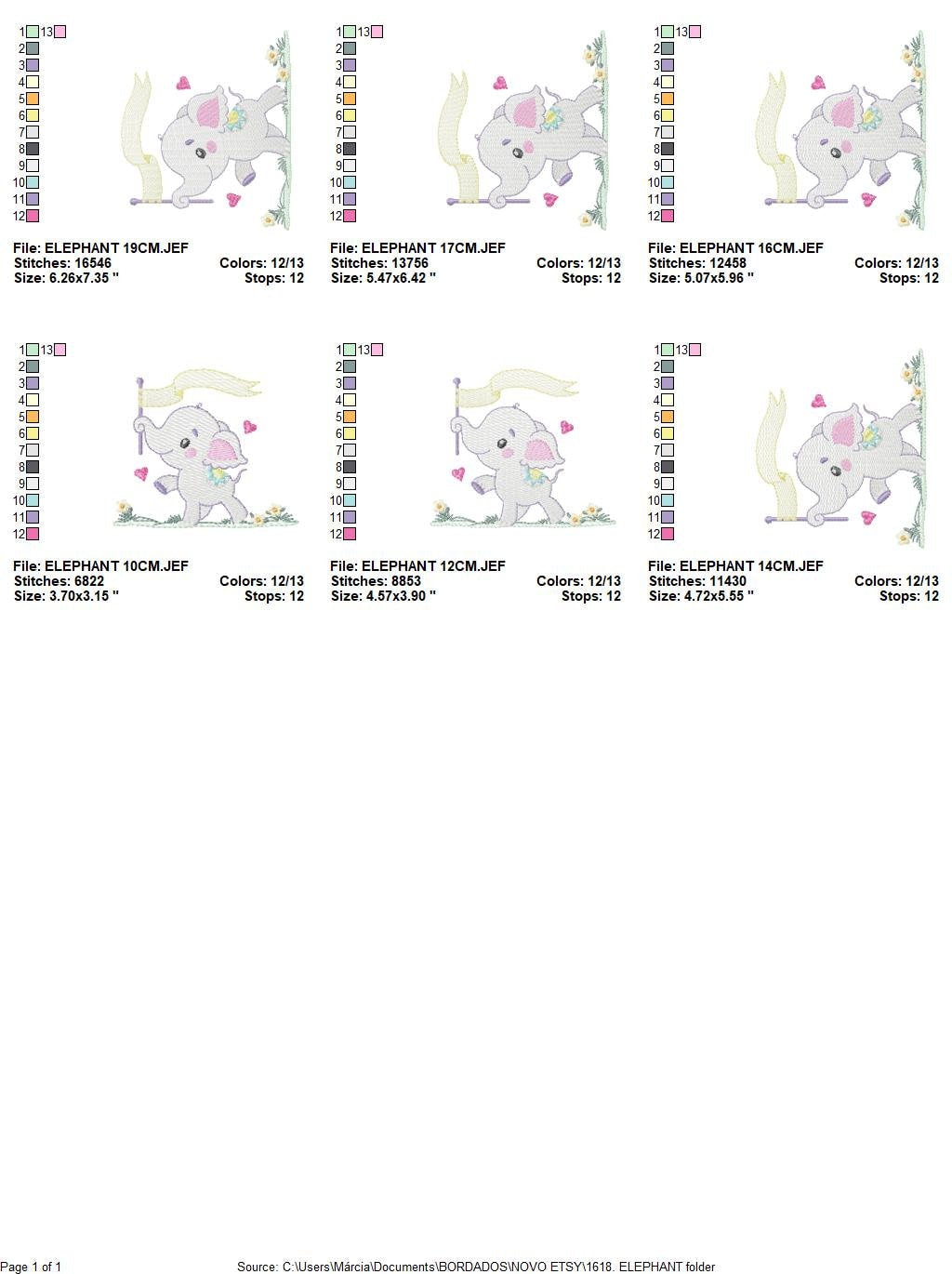 Elephant embroidery designs -  Animal embroidery design machine embroidery pattern - Baby boy embroidery file - instant download pes jef vip