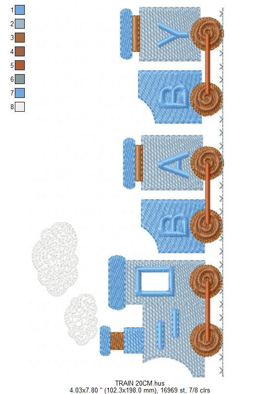 Train embroidery designs - Train with wagons machine embroidery pattern - Baby boy Convoy Track file -  Instant digital download pes jef dst