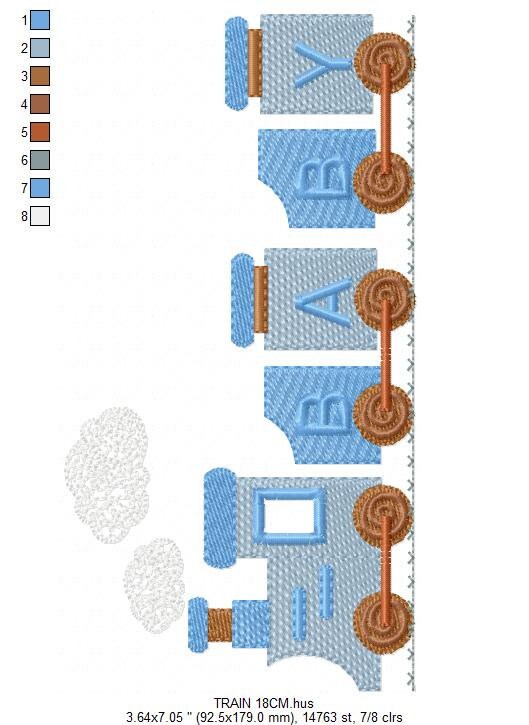 Train embroidery designs - Train with wagons machine embroidery pattern - Baby boy Convoy Track file -  Instant digital download pes jef dst