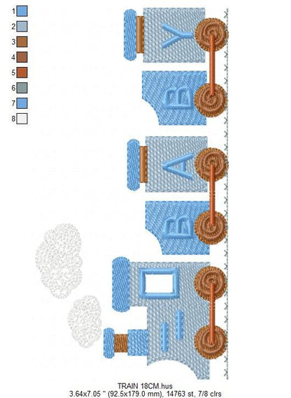 Train embroidery designs - Train with wagons machine embroidery pattern - Baby boy Convoy Track file -  Instant digital download pes jef dst