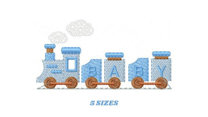 Train embroidery designs - Train with wagons machine embroidery pattern - Baby boy Convoy Track file -  Instant digital download pes jef dst