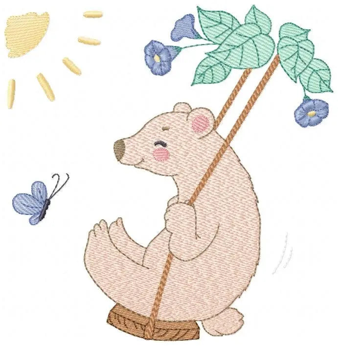 Bear embroidery designs - Baby boy embroidery design machine embroidery pattern - Bear in swing male bear embroidery file - instant download Marcia Embroidery