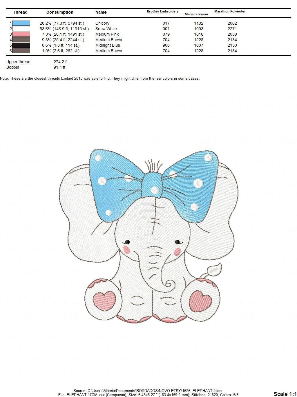 Elephant embroidery designs - Animal machine embroidery pattern - Baby girl embroidery file - kid embroidery elephant design pes download Marcia Embroidery