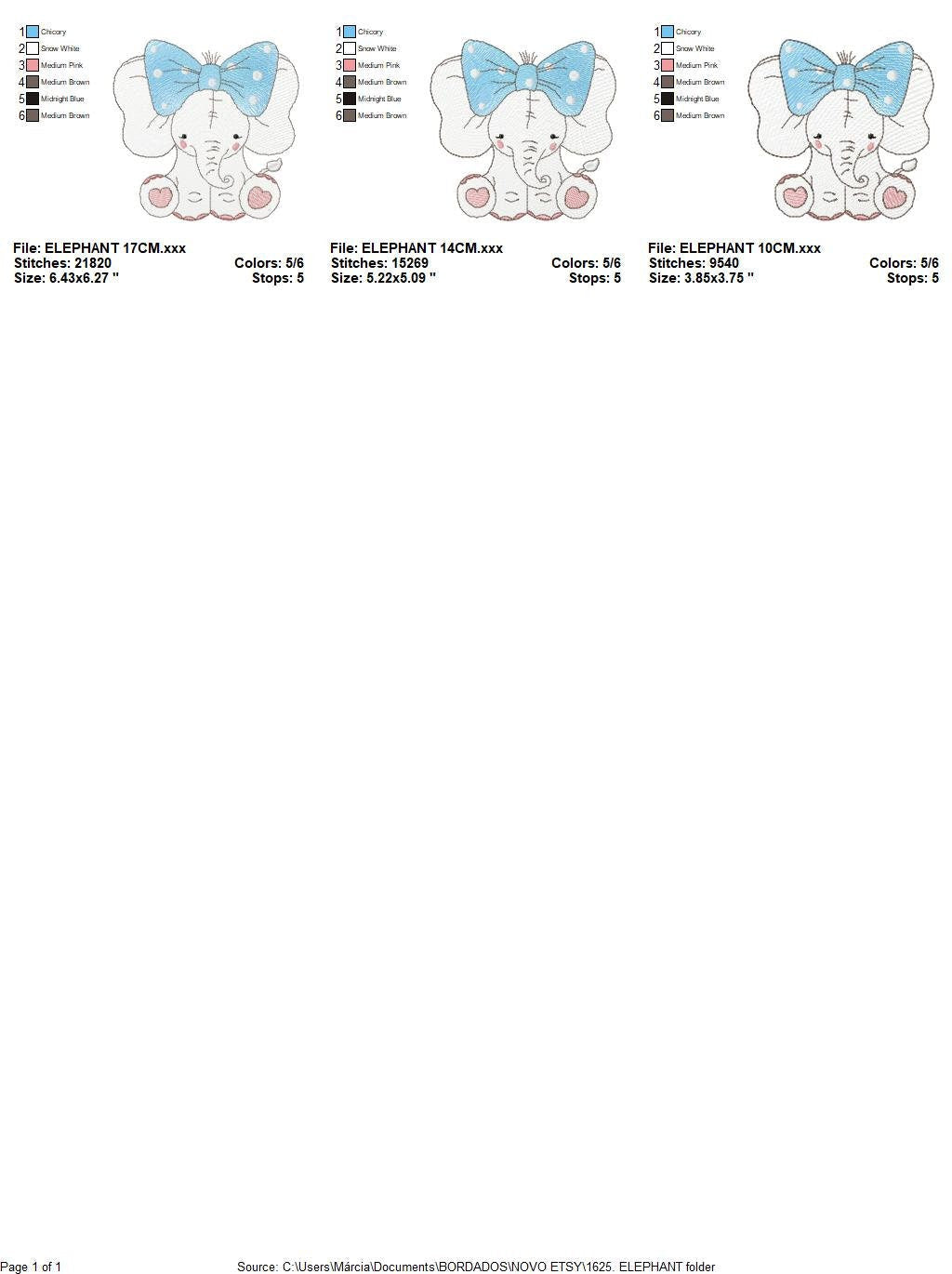 Elephant embroidery designs - Animal machine embroidery pattern - Baby girl embroidery file - kid embroidery elephant design pes download Marcia Embroidery