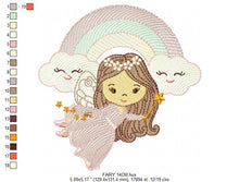 Cargar imagen en el visor de la galería, Fairy embroidery designs - Baby girl embroidery design machine embroidery pattern - Fantasy Pixie embroidery file - instant digital download
