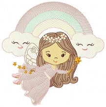 Load image into Gallery viewer, Fairy embroidery designs - Baby girl embroidery design machine embroidery pattern - Fantasy Pixie embroidery file - instant digital download
