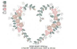 Heart with roses embroidery designs - Flower embroidery design machine embroidery pattern - Monogram Frame embroidery file - pes jef vip vp3