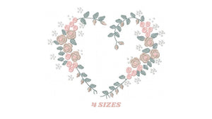 Heart with roses embroidery designs - Flower embroidery design machine embroidery pattern - Monogram Frame embroidery file - pes jef vip vp3