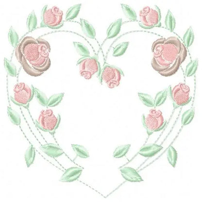 Heart with roses embroidery designs - Flower embroidery design machine embroidery pattern - Monogram Frame embroidery file - pes jef vip vp3 Marcia Embroidery