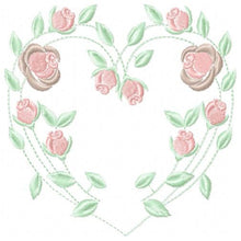 Charger l&#39;image dans la galerie, Heart with roses embroidery designs - Flower embroidery design machine embroidery pattern - Monogram Frame embroidery file - pes jef vip vp3
