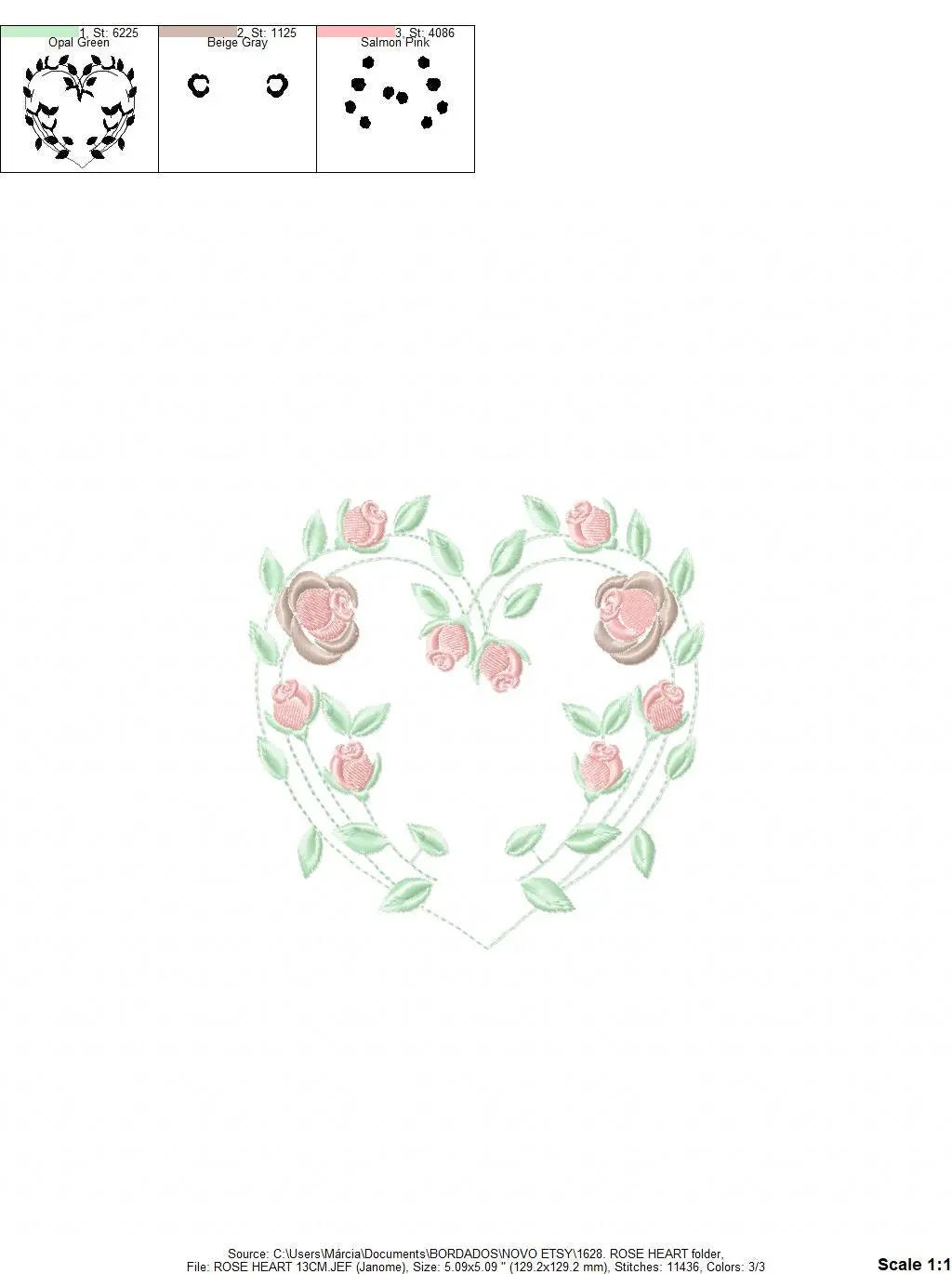 Heart with roses embroidery designs - Flower embroidery design machine embroidery pattern - Monogram Frame embroidery file - pes jef vip vp3 Marcia Embroidery