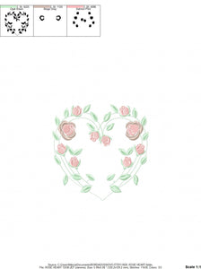 Heart with roses embroidery designs - Flower embroidery design machine embroidery pattern - Monogram Frame embroidery file - pes jef vip vp3