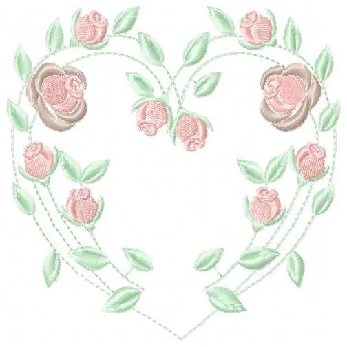Heart with roses embroidery designs - Flower embroidery design machine embroidery pattern - Monogram Frame embroidery file - pes jef vip vp3 Marcia Embroidery