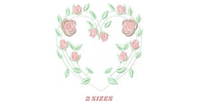 Load image into Gallery viewer, Heart with roses embroidery designs - Flower embroidery design machine embroidery pattern - Monogram Frame embroidery file - pes jef vip vp3
