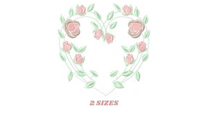 Heart with roses embroidery designs - Flower embroidery design machine embroidery pattern - Monogram Frame embroidery file - pes jef vip vp3