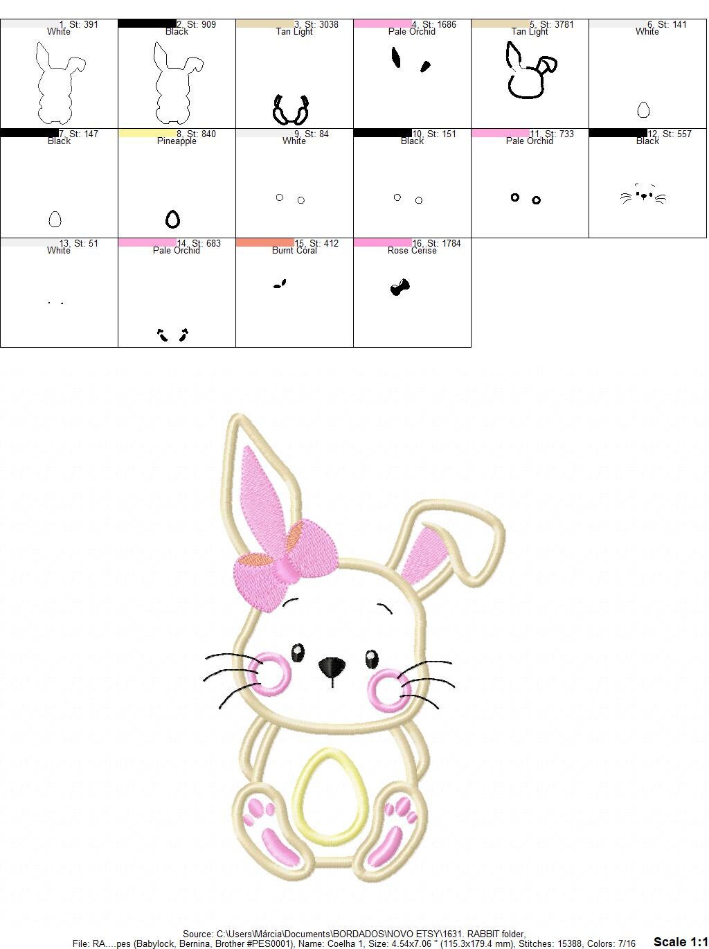 Bunny embroidery design - Rabbit embroidery designs machine embroidery pattern - Baby girl embroidery file - Easter Bunny applique download