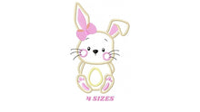 Load image into Gallery viewer, Bunny embroidery design - Rabbit embroidery designs machine embroidery pattern - Baby girl embroidery file - Easter Bunny applique download
