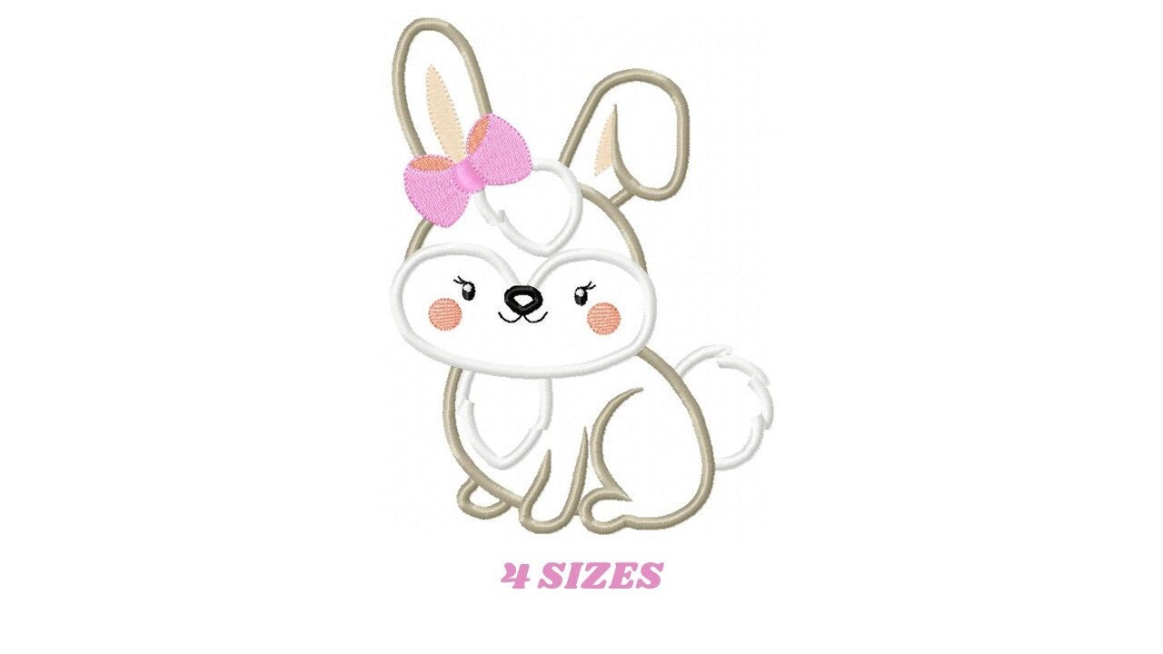 Female Bunny with lace embroidery design - Rabbit embroidery designs machine embroidery pattern - bunny applique design - instant download - Marcia Embroidery