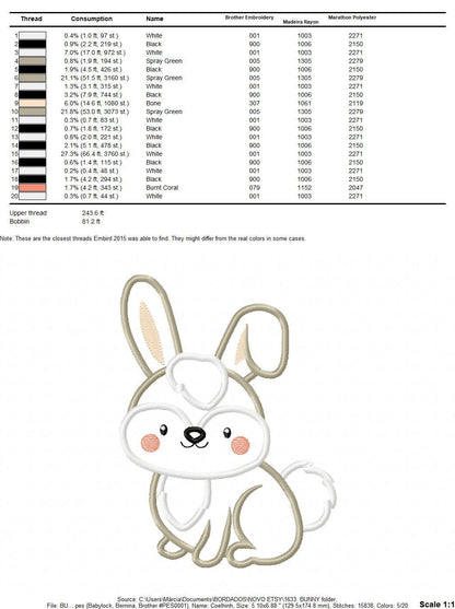 Bunny embroidery design - Rabbit embroidery designs machine embroidery pattern - Baby boy embroidery file - rabbit applique design download Marcia Embroidery