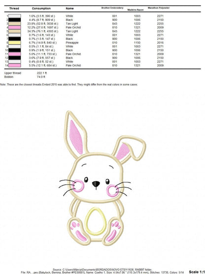 Bunny embroidery design - Rabbit embroidery designs machine embroidery pattern - Baby boy embroidery file - Rabbit applique Easter download