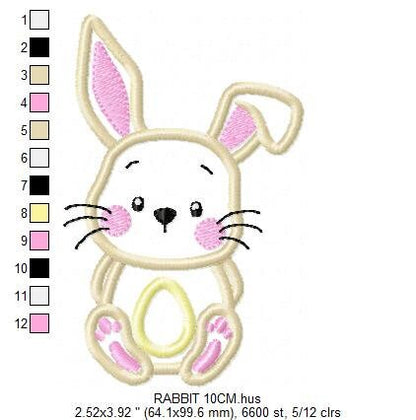 Bunny embroidery design - Rabbit embroidery designs machine embroidery pattern - Baby boy embroidery file - Rabbit applique Easter download
