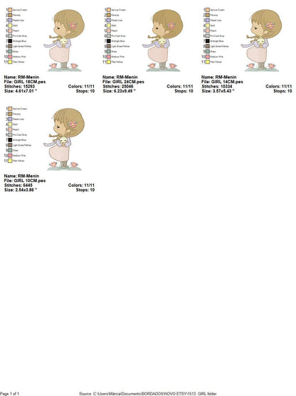 Baby Girl embroidery designs - Toodler with rabbit machine embroidery pattern - Girl with bunny file - Instant digital download pes jef dst - Marcia Embroidery