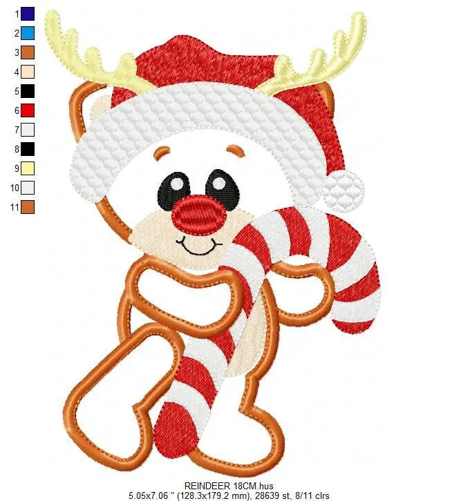 Rudolf Reindeer Embroidery Design - Xmas embroidery designs machine embroidery pattern - Christmas Holiday embroidery file instant download Marcia Embroidery