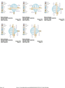 Balloon embroidery designs - Hot air balloon embroidery design machine embroidery pattern - Sky clouds embroidery file - instant download