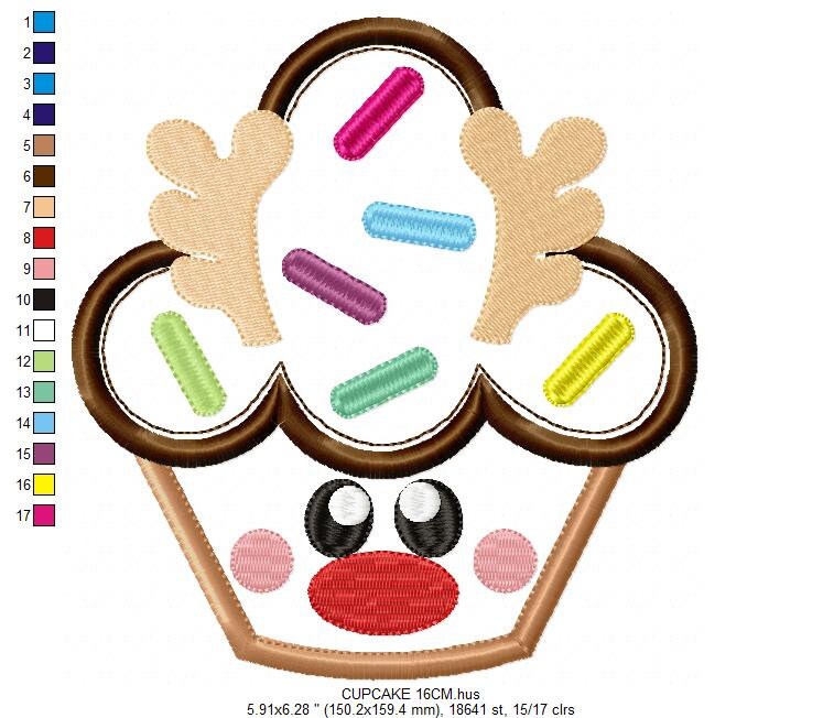 Rudolf Reindeer Embroidery Design - Xmas Cupcake embroidery designs machine embroidery pattern - Holiday embroidery file instant download Marcia Embroidery