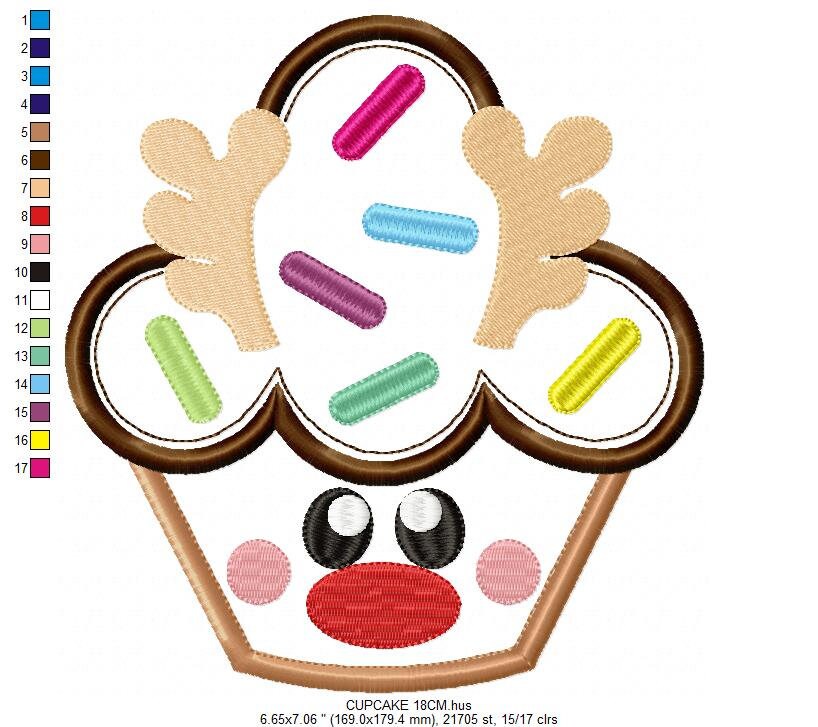 Rudolf Reindeer Embroidery Design - Xmas Cupcake embroidery designs machine embroidery pattern - Holiday embroidery file instant download Marcia Embroidery
